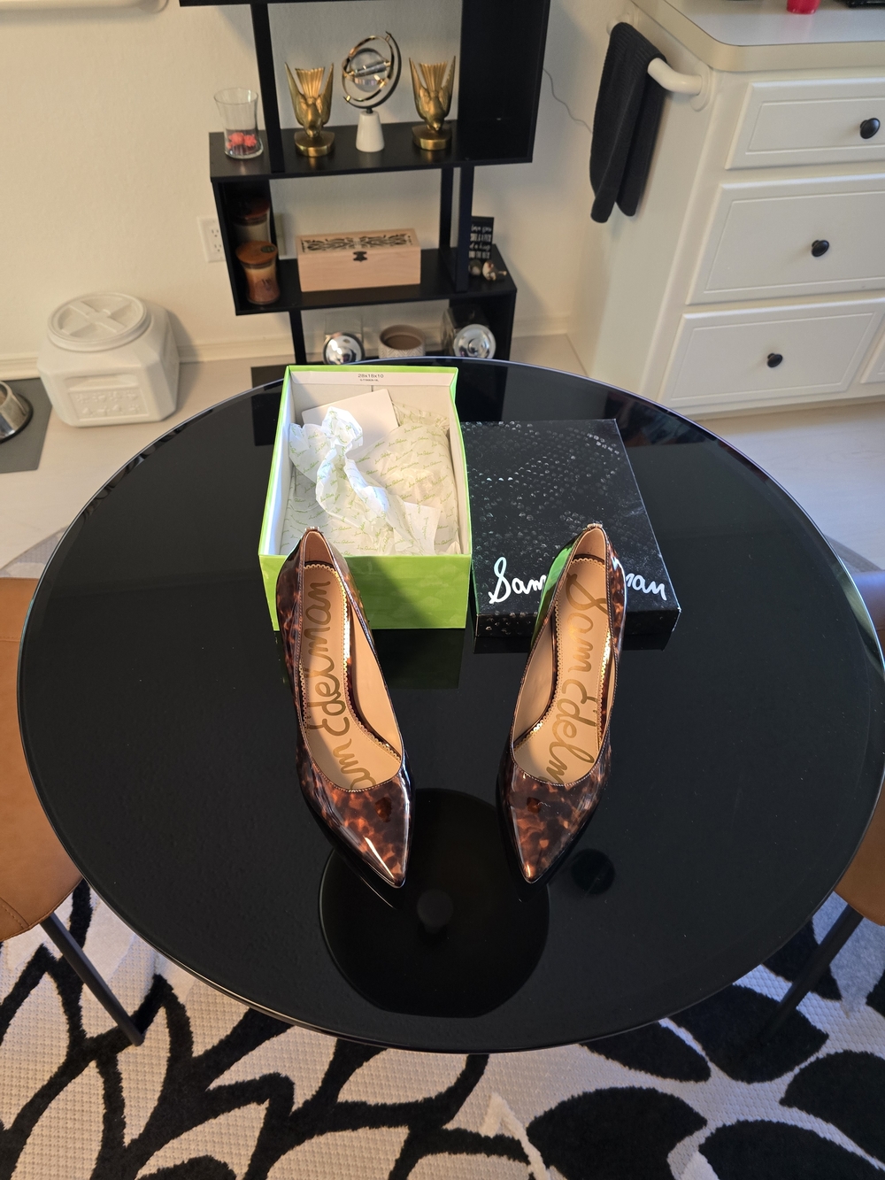 Sam Edelman Hazel pumps in tortoise shell patent leather, size 8.5.